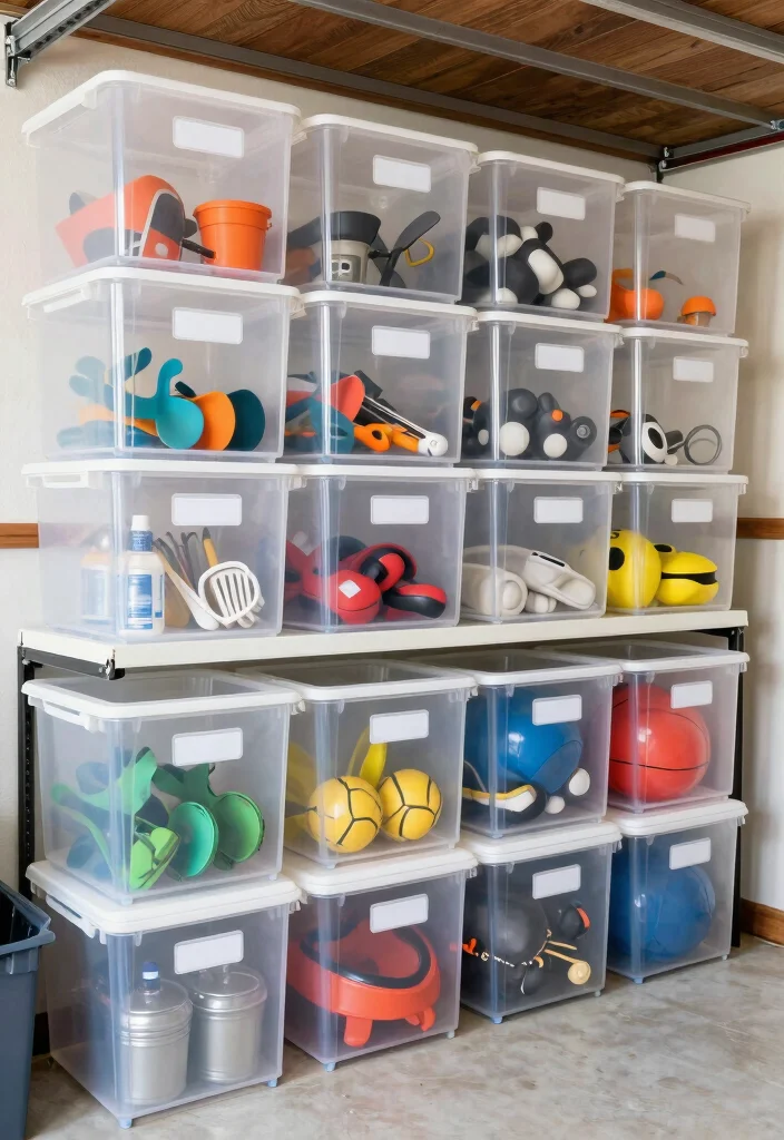15 Easy Garage Decluttering Tips That Will Change Your Life Forever! - 5. Make Use of Clear Storage Bins 1