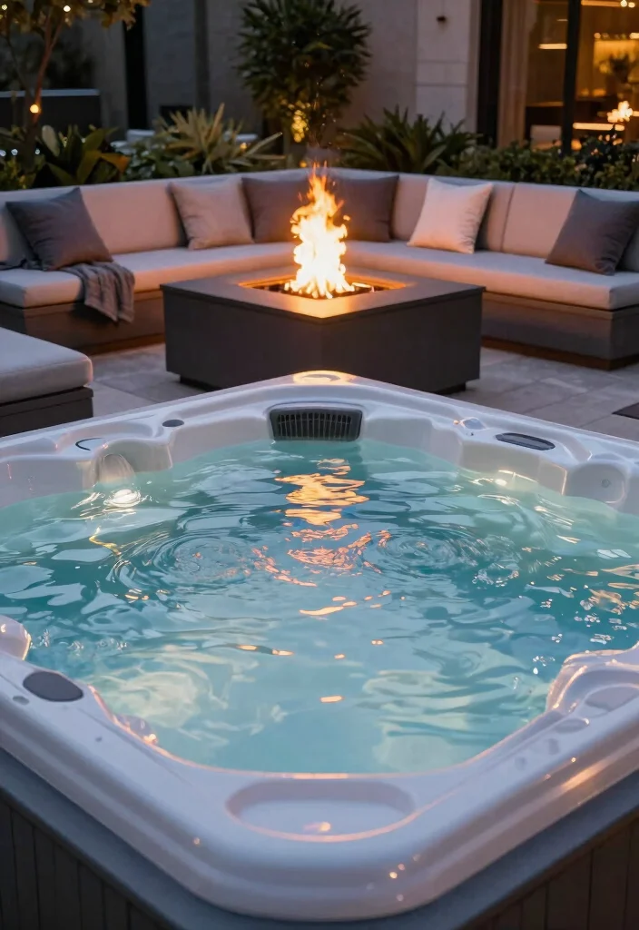 15 Splendid Outdoor Jacuzzis That Will Transform Your Backyard Into a Spa Paradise! - 7. The Contemporary Fire and Water Jacuzzi 1