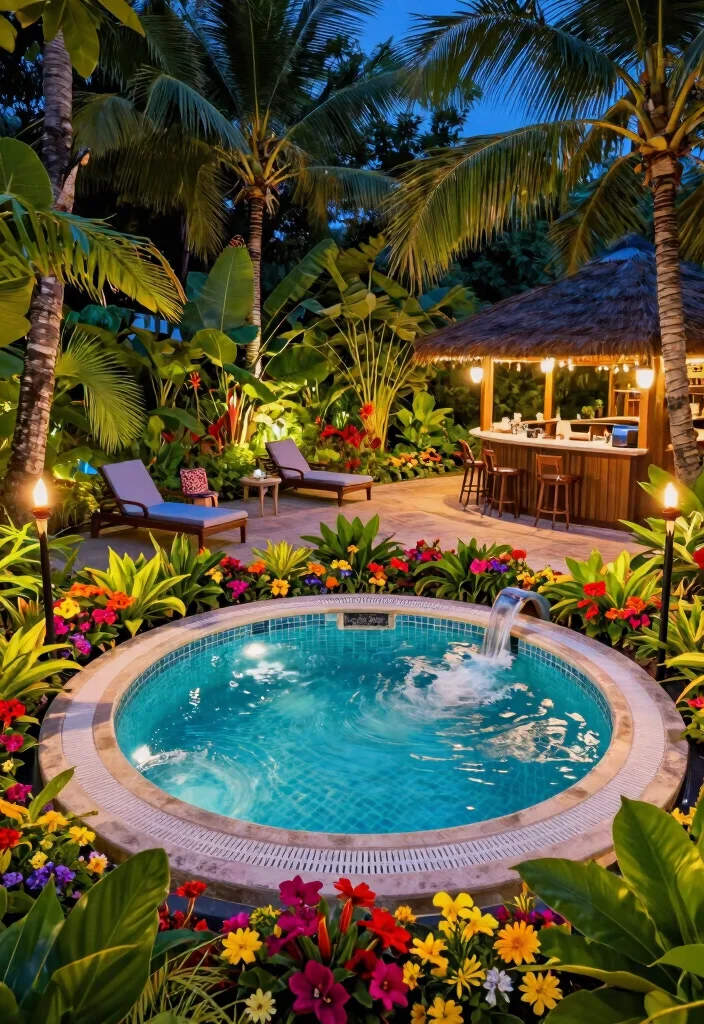 15 Splendid Outdoor Jacuzzis That Will Transform Your Backyard Into a Spa Paradise! - 9. The Tropical Oasis Jacuzzi 1