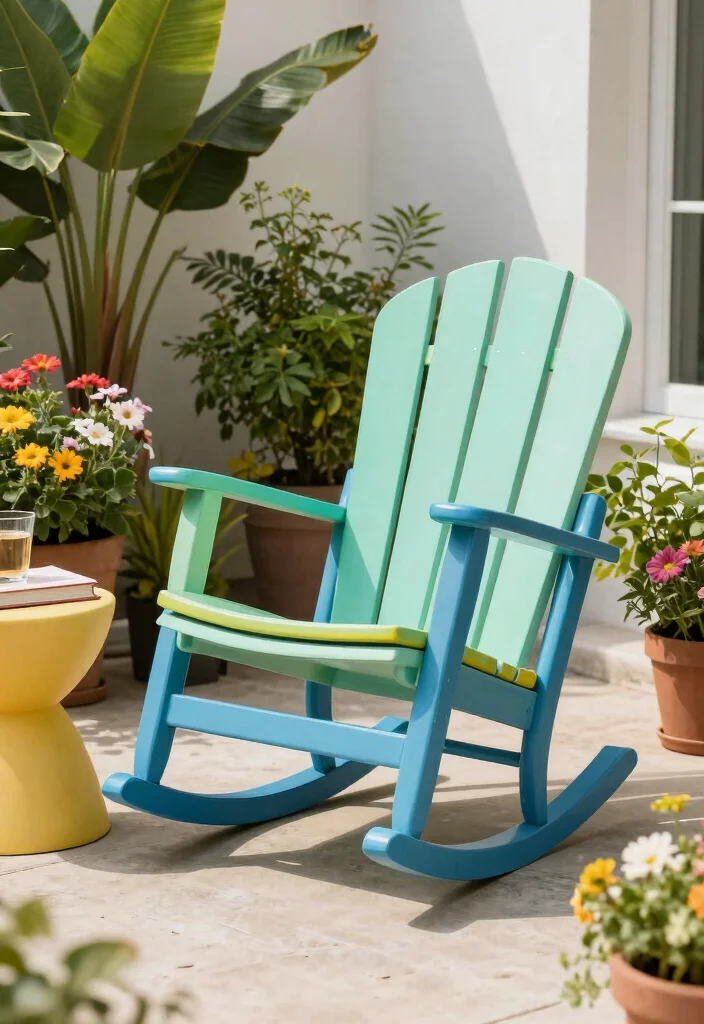 15 Stunning Outdoor Furniture Ideas That Will Transform Your Patio into a Dream Oasis! - 13. Artistic Outdoor Rocking Chair 1