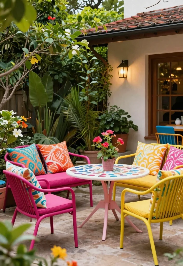 15 Stunning Outdoor Furniture Ideas That Will Transform Your Patio into a Dream Oasis! - 15. Brightly Colored Furniture for a Fun Vibe 1
