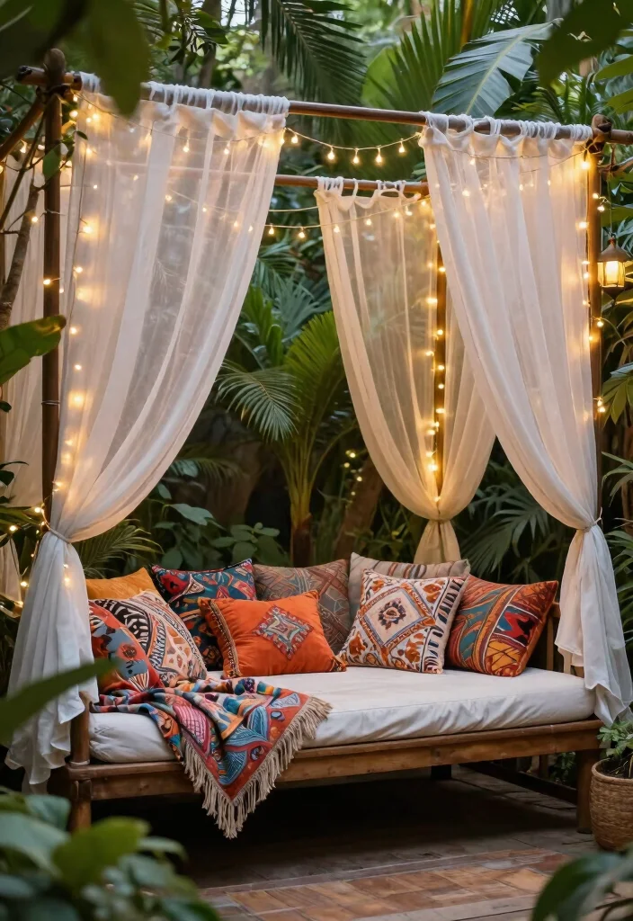 15 Stunning Outdoor Furniture Ideas That Will Transform Your Patio into a Dream Oasis! - 4. Bohemian Outdoor Daybed 1
