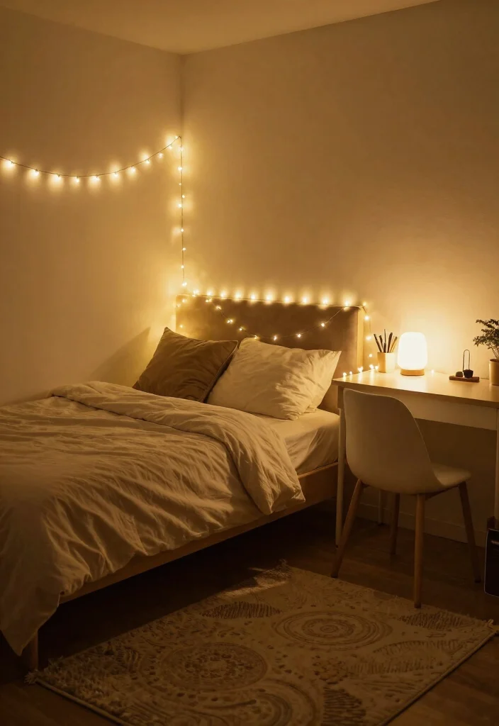 15 Trendy Dorm Room Decor Hacks That Will Transform Your Space. - 5. String Lights Galore 1