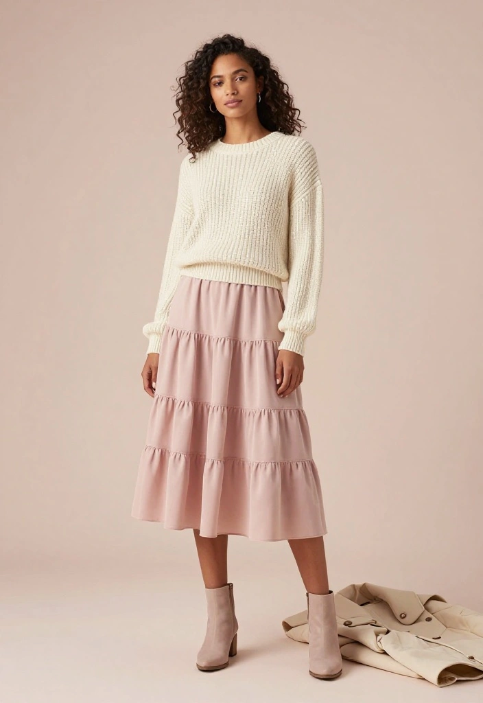 15 Chic Winter Outfits for American Women That Will Turn Heads This Season! - 11. Layered Skirt with Cozy Sweater 1