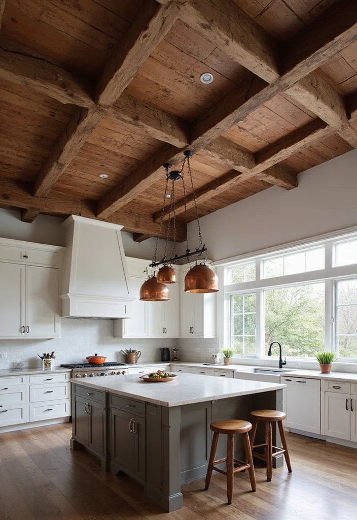 Look Up: Why the Ceiling is the Most Important Design Canvas of 2026 - 12. Ceiling Beams: A Rustic Charm 1