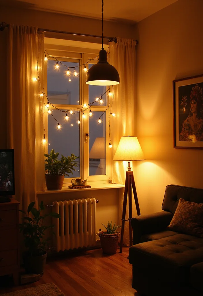 Small Apartment Magic: Layout Hacks That Make 500 Square Feet Feel Like a Mansion - 10. Create a Cozy Ambiance with Lighting 1