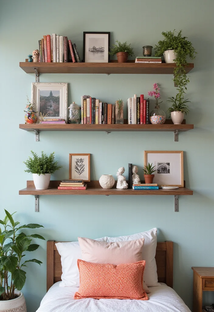 Top Essentials for Creating an Aesthetic Dorm Room That Stands Out - 11. Wall-mounted Shelves 1