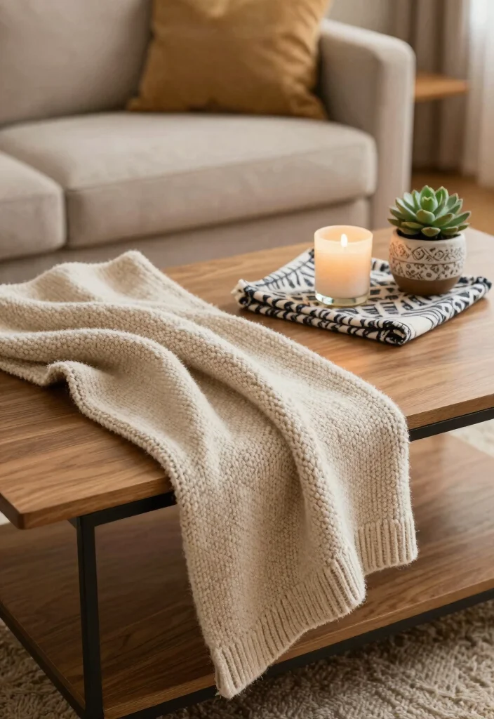 Step By Step: How to Effortlessly Style Your Coffee Table with Just Five Items - 3. Cozy Textiles 1